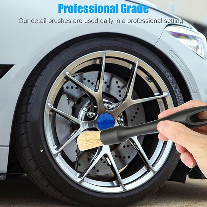 3 in 1 Car Detail Brush Set Wheel Tire Rim Spoke Grill Engine Bay Cleaning Tool for Cleaning Wheels, Interior, Exterior, Leather Accessory