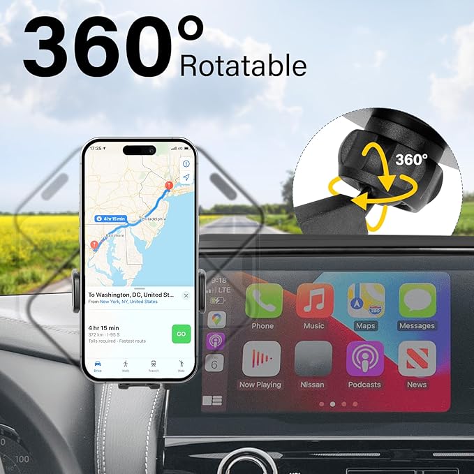 Car Phone Holder Custom for 2021-2024 Armada & 2022-2024 QX80 12.3-inch Screen Auto Interior Accessories Decoration Mobile Cell Phone Mount Bracket with Hands-Free & 360°Rotation