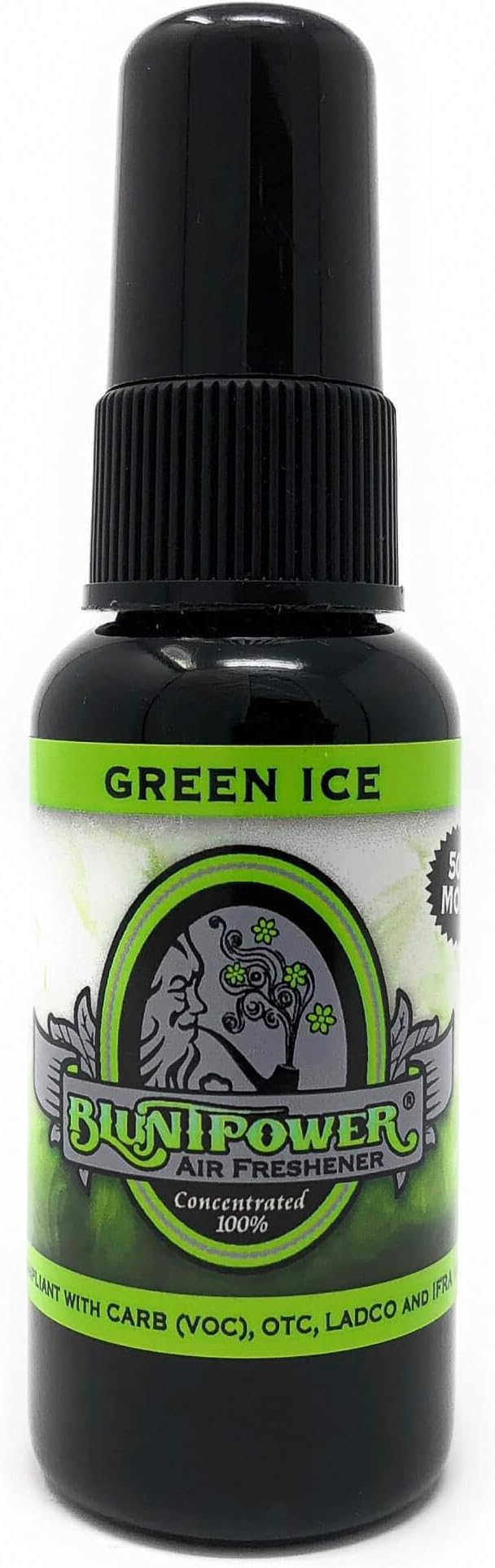 BluntPower Green Ice Concentrated Air Freshener for Room and Car - Oil-Based Diffuser Spray Bottle - Long-Lasting Bathroom, Car Freshener & Odor Eliminator (1 Pack)