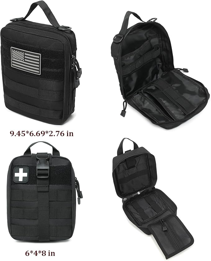 6 Pack Tactical Molle Car Seat Back Organizer - Tactical Vehicle Panel Organizer with 5 Detachable Molle Pouch,US Flag Patch and Keychain,Great Trunk Accessories for Man