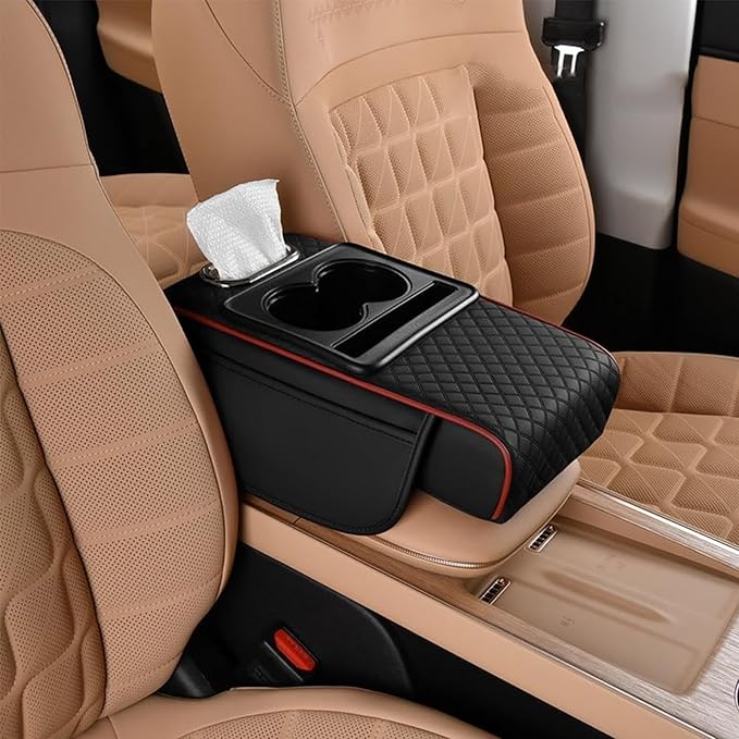 Car Armrest Cushion for Honda Civic 2012 2013 2014 2015, Leather Arm Rest Cover Center Console Armrest Pillow Armrest Storage Box Pad Multifunctional Accessories Interior Organizers