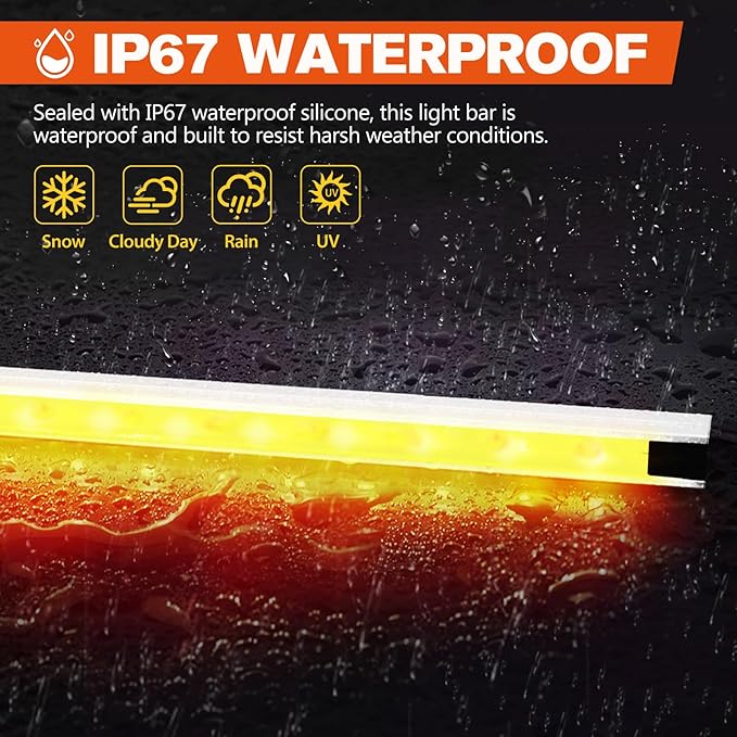 FIERYRED 12V Interior Light Bar Kit, Dimmable Camping Lights, Weatherproof IP67, Aluminum Magnetic Mount with Dimmer Switch, Portable Lights for Camping Tent Awning RV Car Trailer Boat (4 Pcs, Amber)