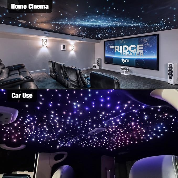 CHINLY Starlight Headliner Kit Twinkle 800pcs 13.1ft 0.03in 20w Fiber Optic Lights kit, Music Mode Bluetooth APP Control Remote, RGBW Star roof Lights for Star Headliner/Home Theater/Pool Ceiling