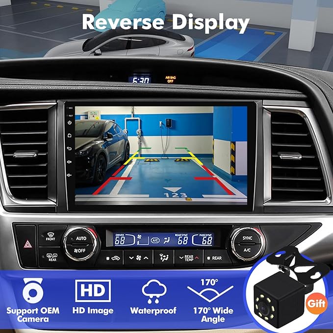 10.1 Inch IPS Touchscreen Android 13 Car Stereo for Toyota Highlander 2014-2019 with Wireless CarPlay & Android Auto 4+64GB Car Radio, Support GPS, WiFi 6, Bluetooth,5.4, FM, Backup Camera, SWC, USB