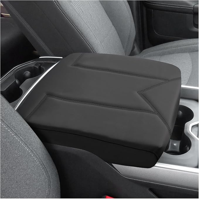 FIILINES Center Console Cover for Dodge RAM 1500 2500 3500 2009-2018 (Bucket Console Only), Armrest Cover Pad Cushion Seat Box Lid Protector RAM Accessories Armrest Cover Anti-Scratch Black