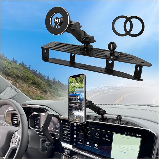 WXRYLYN 2024 2025 Silverado Sierra Metal Dash Platform Phone Mount Magnetic Phone Holder for 2022-2024 2025 2026 Silverado&Sierra Cell Phone Holder Dash Phone Mount 2024 Silverado Dash Mount