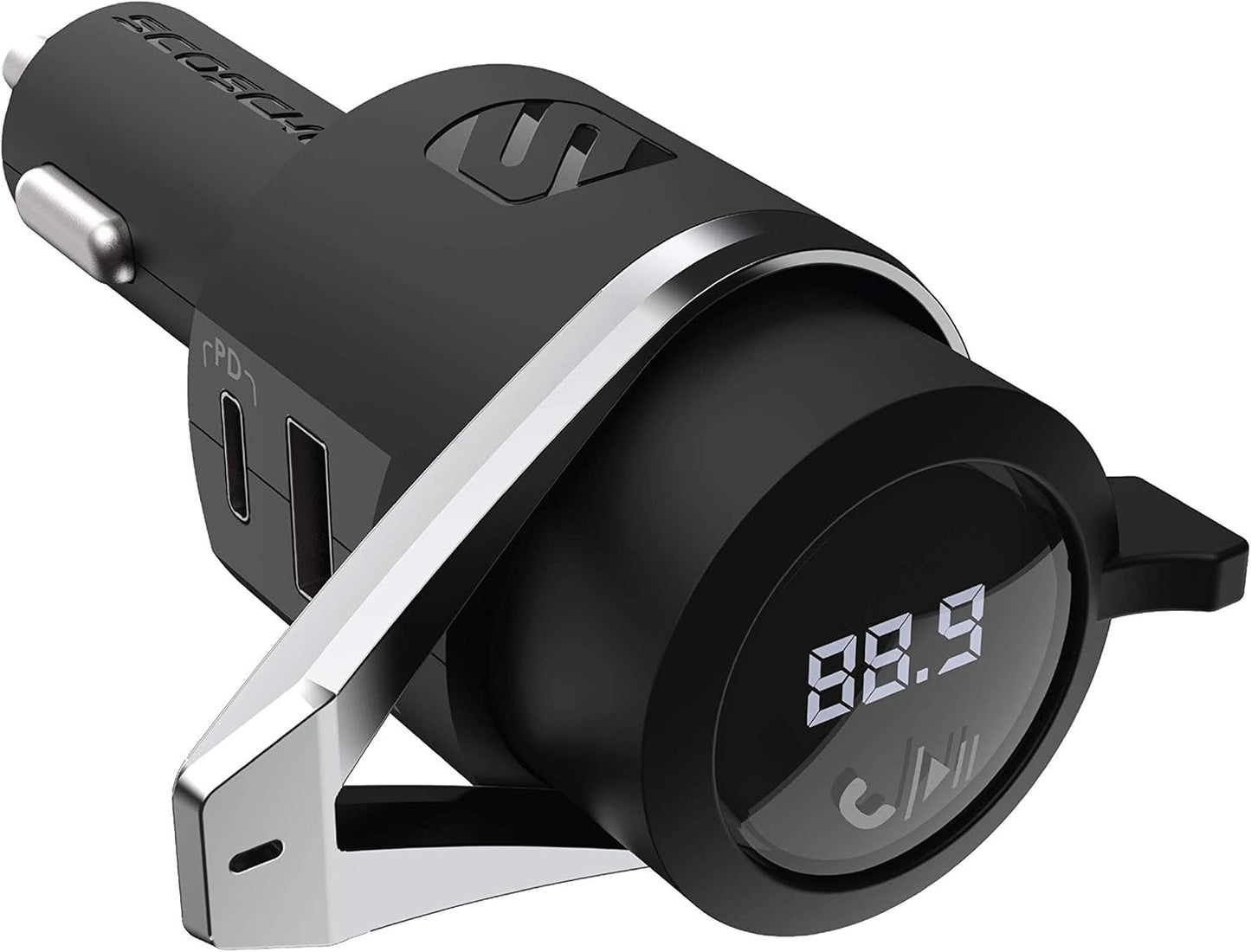 Scosche BTFMPD3SR-SP1 Universal Bluetooth Hands-Free Car Kit with Digital FM Transmitter and 20-Watt USB-C PD + 12W Type-A Charging Ports
