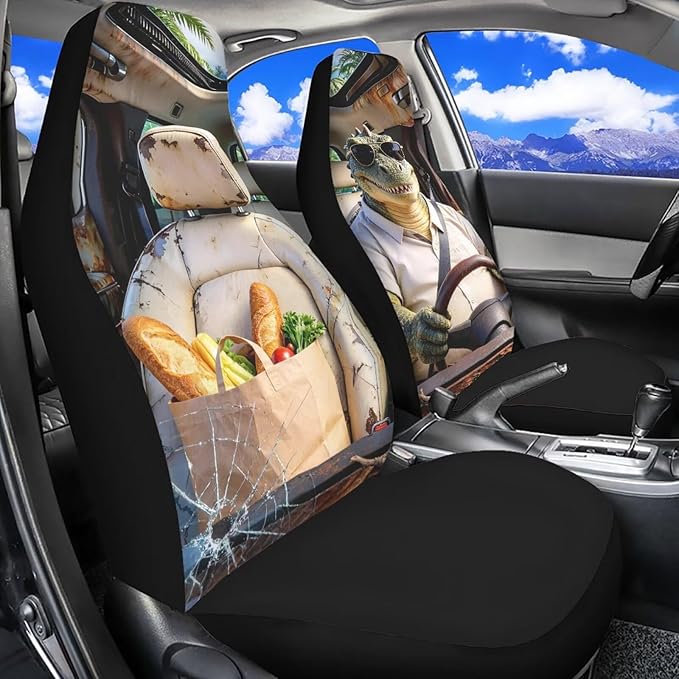 Crocodile Car Seat Covers 2 Pcs Car Seat Cover Protector Front Seats Removable Automotive Accessories Easy Installation Universal Fit for Most Cars SUVs and Sedans