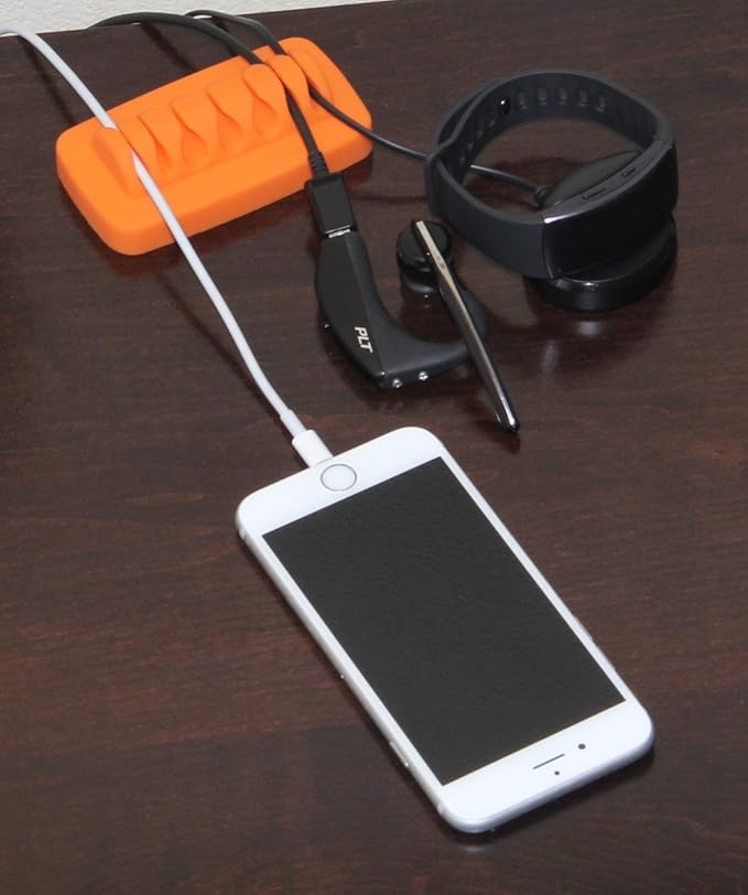 Heaviest Cable Organizer on The Market! Compact and Weighted Desktop Cord Holder and Cable Organizer, Eco-Friendly Silicone, No Bad Smell, Bundled with 4 Reusable Cable Ties! (Orange)