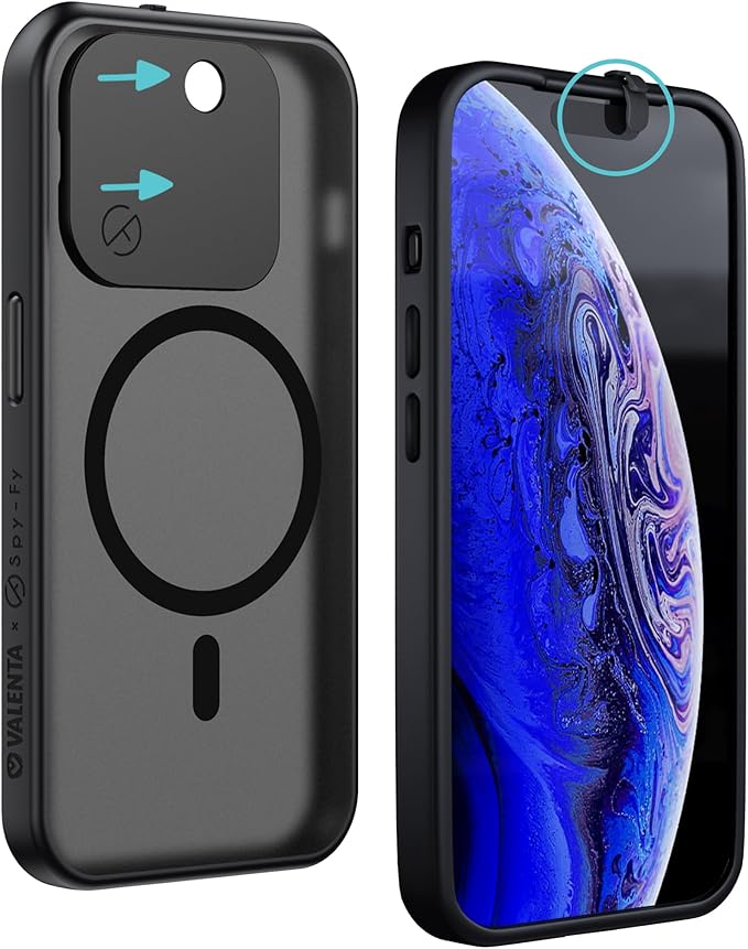 Spy-Fy Privacy case Compatible with iPhone 15 Pro with Camera Covers Front and Rear | Smokey | Magsafe Compatible and Kickstand | Protect Your Phone | 6-Foot Drop Proof | 6,1 Inch | Camera Protection