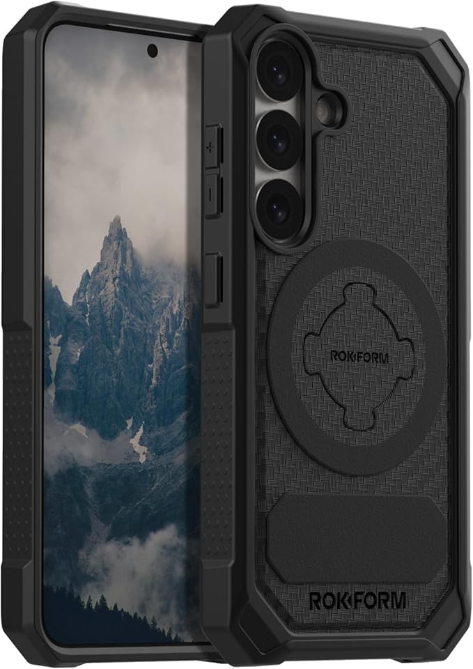 Rokform Rugged Case Compatible with Galaxy S25, Magnetic Cover with Twist Lock, Drop Tested Armor (Black)