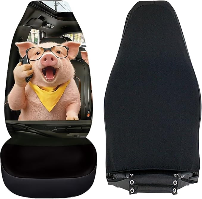 Pig Car Seat Covers Nonslip Car Seat Covers for Front Seats Elastic Polyester Funny Auto Interior Accessories All-Season Protection Suitable for Most Cars,SUV,Sedan