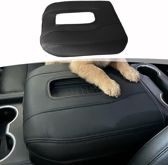 Center Console Armrest Cover for Chevy Chevrolet Silverado 1500/GMC Sierra 2019-2026, Tahoe/Suburban/Yukon 2021-2026, PU Leather Middle Console Lid Protector Arm Rest Cushion Thick Pad(Bucket Seat)