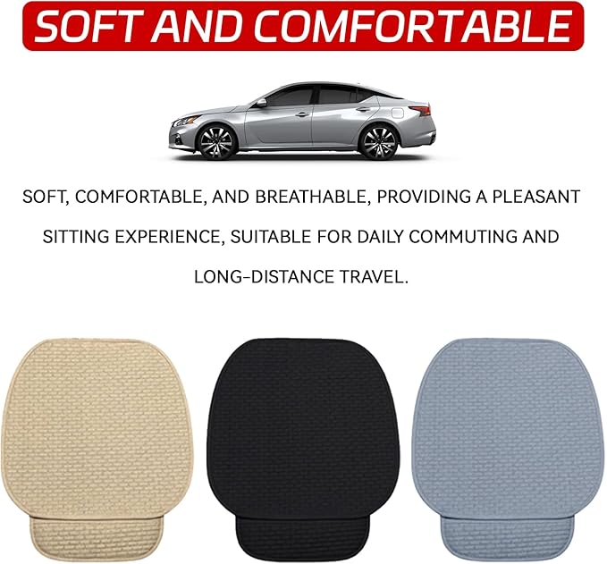 2PCS Car Seat Cushion Covers, Car Seat Cover Pad Front Bottom Protector Mat with Storage Pocket, Breathable Comfortable Auto Front Cushion Pad Mat for Most Vehicle and Office Accessories(Black)