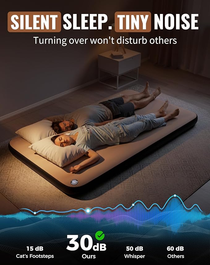 KingCamp FLEXIREST 8.0 Inflatable Sleeping Pad for Camping, High-Support Drop Stitch Camping Mattress with 1100lbs Capacity, PVC-Free Camping Mat for Tent Car Glamping Outdoor Travel, 79 * 55 * 3.15