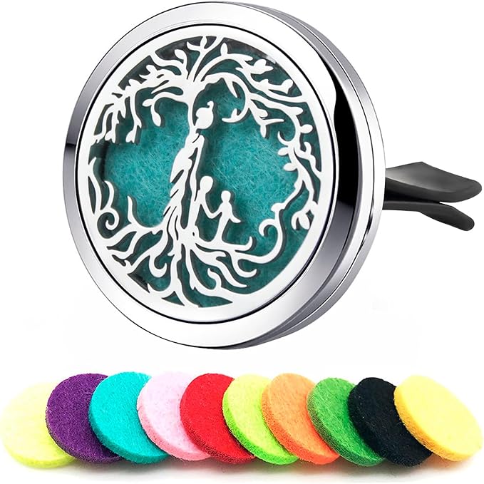 MOM Tree Car Vent Clip,30mm Stainless Steel Pad Holder Vent Clip with 10 Replacement Pads Women Gift