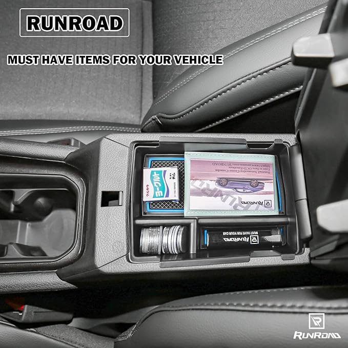 RUNROAD Center Console Organizer Tray Compatible with Jeep Compass 2022-2025 Accessories, Coin Holder Armrest Tray Secondary Storage Box Insert Console Organizer Card Container, Blue (NOT For Ltd)