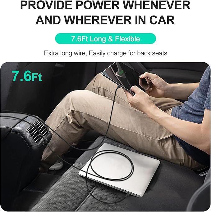 100W Laptop Car Charger USB C Car Charger for Dell Latitude/Precision/XPS, Compatible MacBook Pro/Air,HP Spectre/Elitebook,Samsung Galaxy,Asus,acer,Lenovo ThinkPad/Yoga/Idea Car Laptop Charger