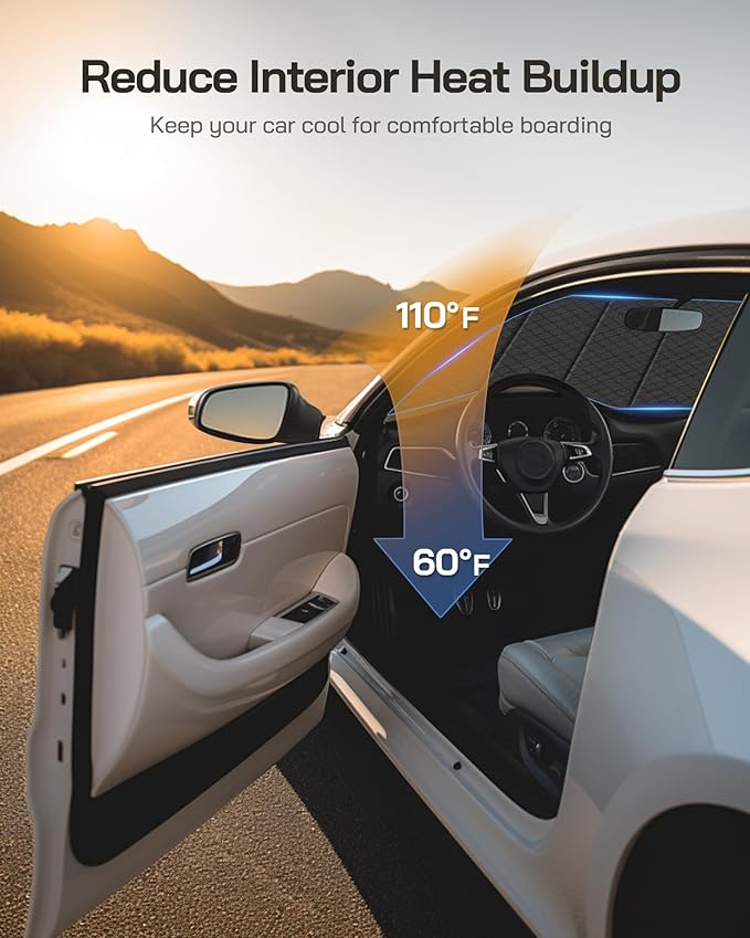 Windshield Sunshade for Jeep Wrangler JL 2018-2026, Gladiator 2020-2026 Custom Fit Front Window Sun Shade- Leather