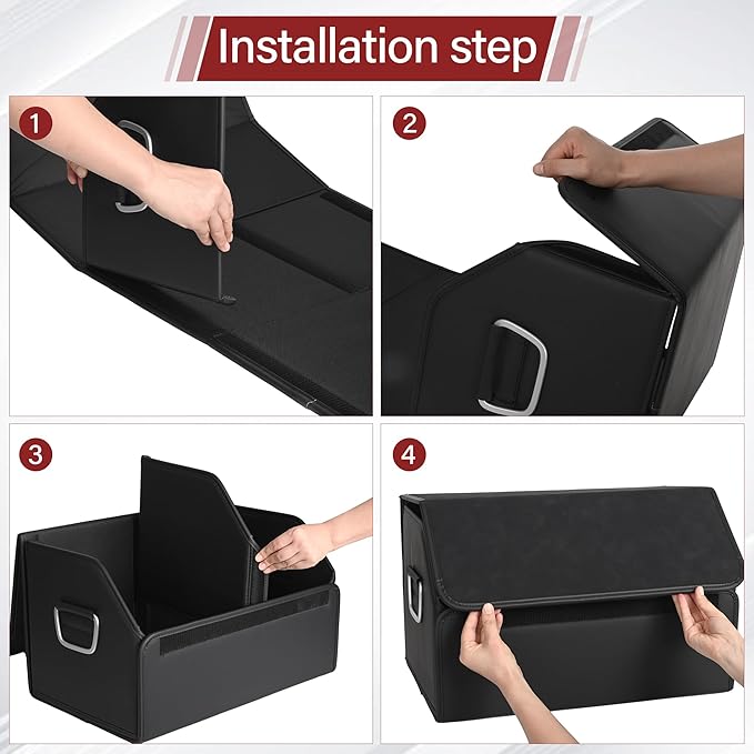 JEYODA Suede Leather Trunk Organizer, Large Capacity Soft Car Organizers and Storage,foldable,with lip, for Car SUV/Jeep/Sedan/Home/Camping (Black,Big)