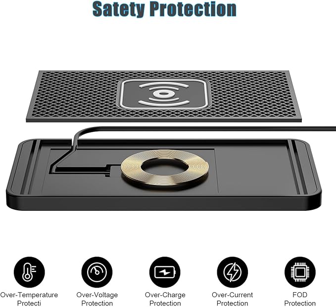 Wireless Charging Pad for Car for Chevrolet Silverado 1500 LT, 15W Fast Wireless Charger Mat Non-Slip Silicone Car Center Console Phone Charging Pad,B/15W-USB