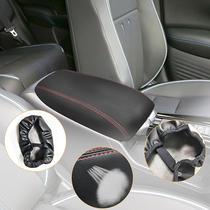 Compatible with Center Console Armrest Cover for Honda HR-V 2023 2024 2025 Leather Arm Rest Storage Box Lids Cushion Protector Pad