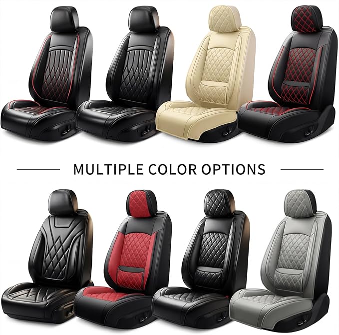 Fit Elantra Car Seat Covers for Hyundai Elantra 2017-2025 2026 - Premium Leather, Waterproof, All-Weather, Airbag Compatible, Anti-Slip, Breathable, Seat Protectors, Full Set, Beige