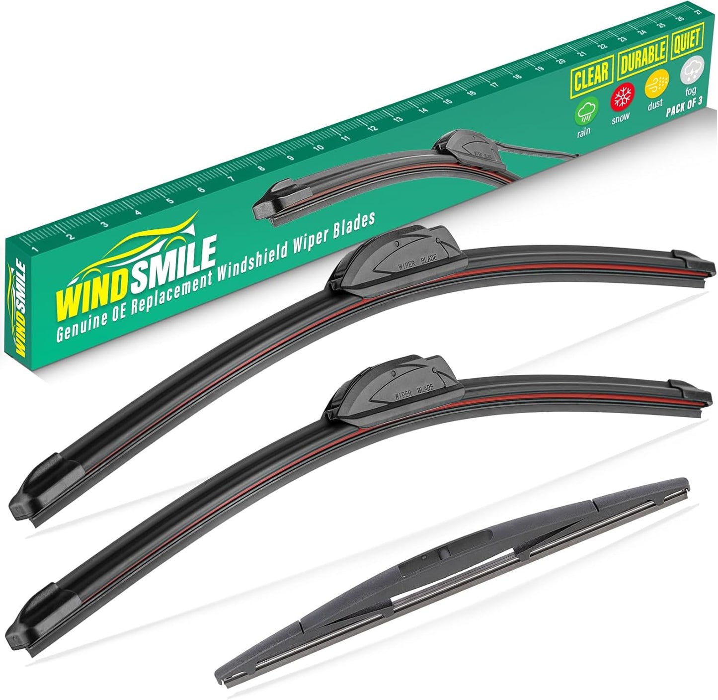 26" 19" 14" Windshield Wiper Blades Replacement for Subaru Outback Legacy 2010 2011 2012 2013 2014 / Nissan Murano 2003-2007 Premium All Weather Front Rear Wipers Set - OEM Quality (Pack of 3)