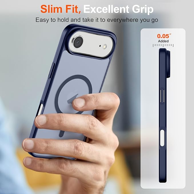 SUPFINE Magnetic for iPhone Air Case (Compatible with MagSafe)(Military Grade Drop Protection) Slim Translucent Matte Shockproof with Anti-Fingerprint Phone Cover for 17 Air,Navy Blue