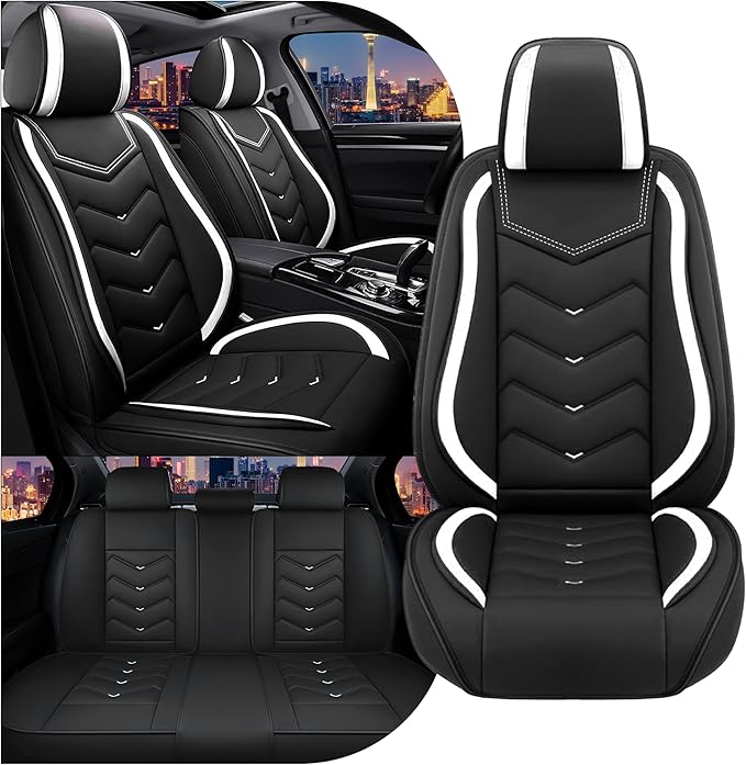 CTDS Car Seat Covers for Honda HR-V 2016-2026, Stylish Sport Seat Cover, Premium Nappa Leather Car Seat Cover. Automobile Seat Covers Sets.(Standard 5 Seats/Black White)
