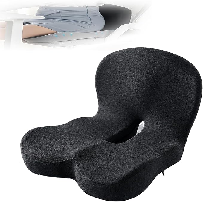 Back and Seat Cushion, Car Seat Cushion for Cars with Lumbar Support,Seat Cushion for Truck Driver, Ergonomic Memory Foam Non Slip Seat Skin with Back Support for Office Chair, Car Seat (B Type)