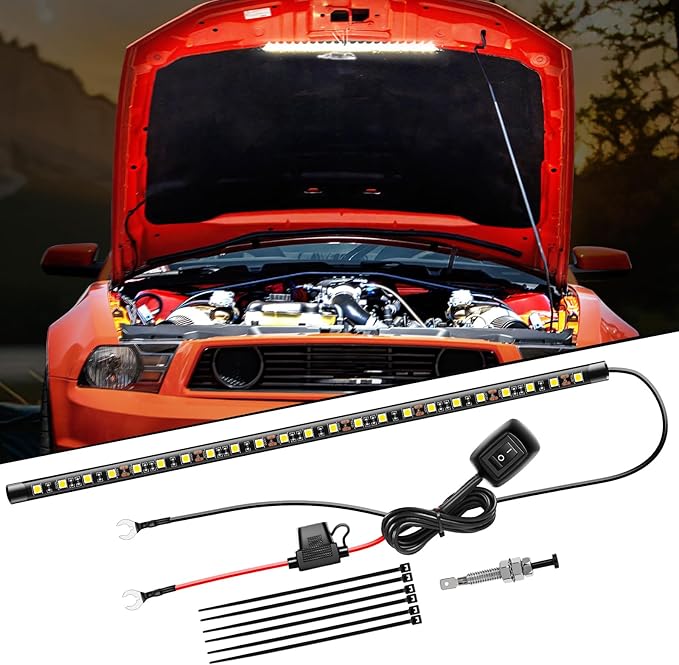 Nilight Under Hood Light Strip 21 LED Waterproof Underhood Work Lights with On/Off Switch Blade Fuse Engine Bay Repair Lamp White 12V for Car Truck SUV