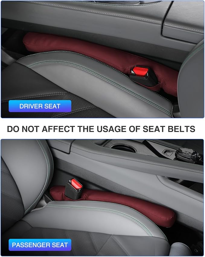 Leather Car Seat Gap Filler Universal for Car Truck SUV to Block The Gap Between Seat and Console Stop Things from Dropping 2 Sets Red, SGF02R