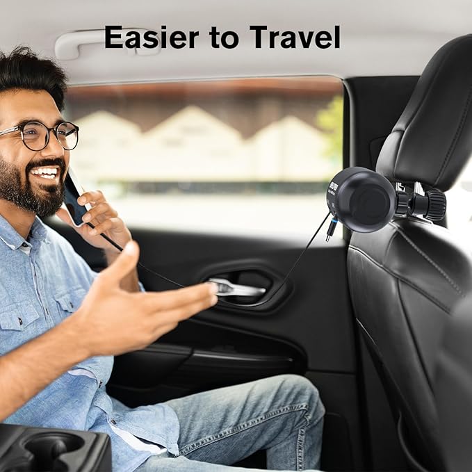 OHLPRO 2 in 1 Backseat Car Charging Station Box, 45W Fast Charge Multi Retractable Car Charger for Uber Chargers for Passengers, for iPhone/Samsung and Tablets - Headrest Bars Car
