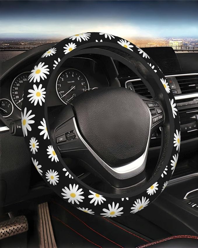Steering Wheel Cover Accessories Neoprene Cover, Breathable Non-Slip Easy to Install Suitable for Women Men, 14.5-15.5 Inch for Car SUV Van Truck Universal - Persia Flower
