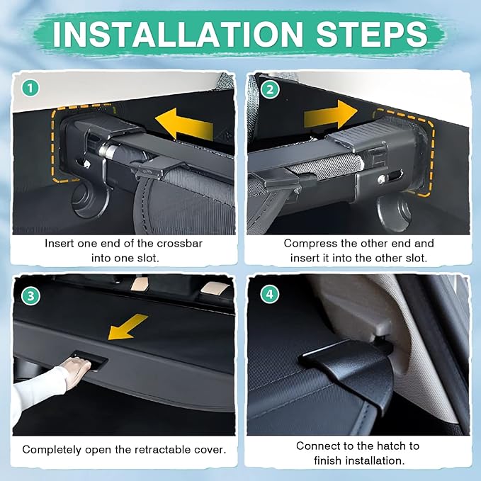 Powerty Retractable Cargo Cover for 2018-2024 VW Atlas(NOT for Cross Sport), Canvas Texture Trunk Cover Privacy Screen Rear Security Shade for Volkswagen Atlas Accessories(with Extented Cover)