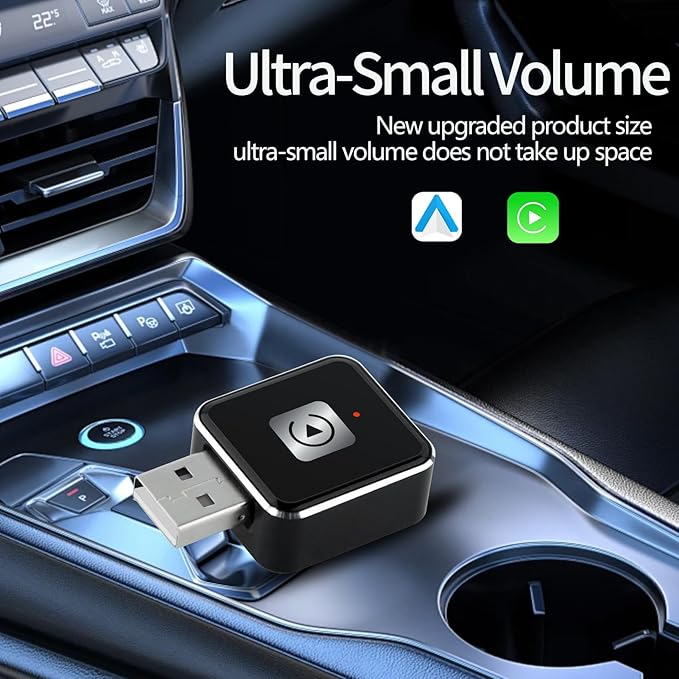 Wireless Carplay Adapter, Android Auto Adapter 2025 Carplay, Plug and Play Convert Wired to Wireless Supports Car Original Control, Mini Car Play Box for Cars