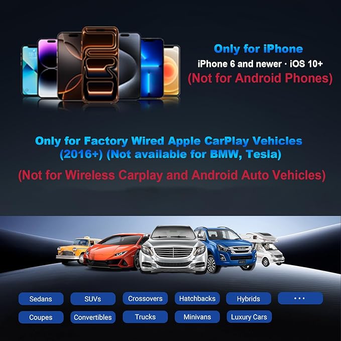 Cabin Care Baby Car Camera with Wireless CarPlay Adapter for iPhone Only, 1080P HD, IR Night Vision, 150° Wide-Angle, Real-Time Rear Seat Monitor, Works with Factory Wired CarPlay (Dog)