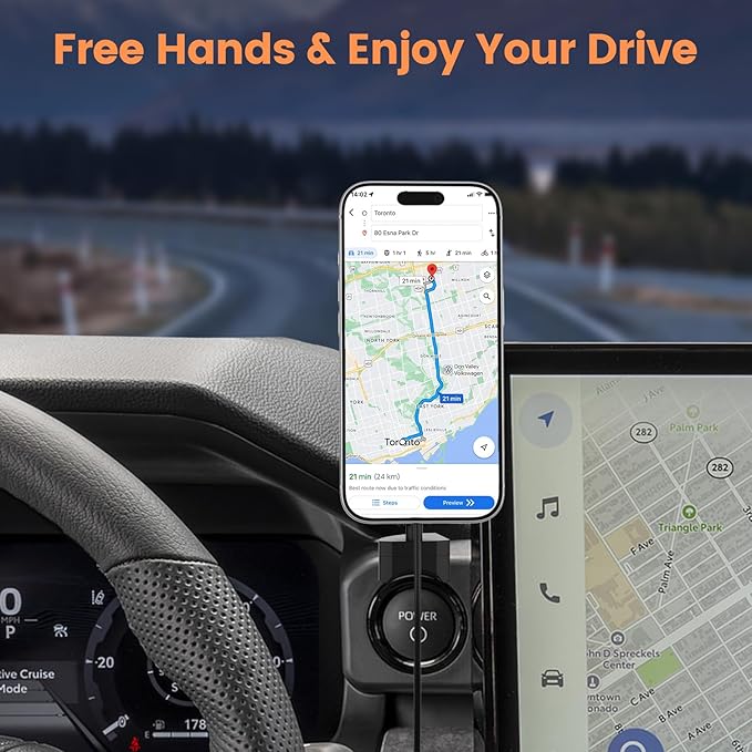 Kaishengyuan Car Wireless Charger Magnetic Phone Mount Compatible with 2024-2026 Toyota Tacoma & 2025-2026 4 Runner, 360° Rotation Metal Phone Holder Cradles Bracket Dash Stand for All Smartphones