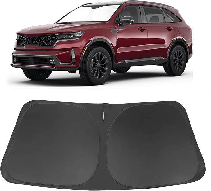 Windshield Sun Shade Custom Fit for 2021 2022 2023 2024 2025 2026 Kia Sorento SUV Accessories Foldable Sunshade Sun Blocker Protect Car from Sun Rays & Heat Damage Keep Car Cooler