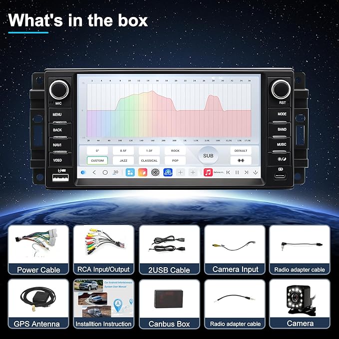 4G LTE QLED Radio for Jeep Wrangler 2007-2018 Chrysler Dodge Ram 1500,Touch Screen 8core Stereo Upgrade,Wireless carplay & Android Auto,Fast Charge,Free Backup Camera