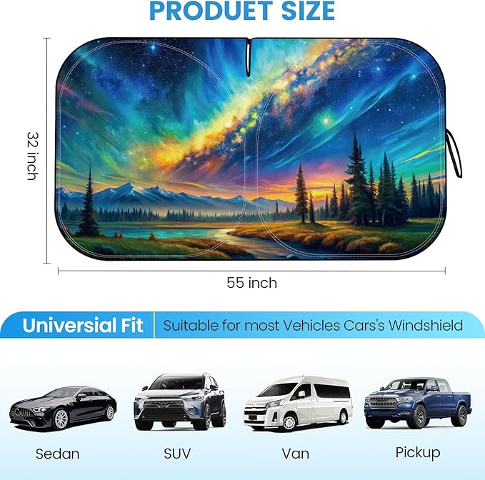 Car Windshield Sunshade | Innovative No-Light-Pass Technology for Maximum Protection | Foldable Sun Shade