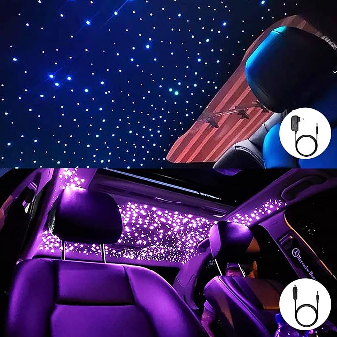 AMKI 16W Fiber Optic Lights,Starlight Headliner Light Kit APP/Remote Control Sound Activated Mode for Car&Home Decoration,Optical Fiber Cable Strands (0.75mm+1mm+1.5mm) 13.1ft/4m Long 335pcs