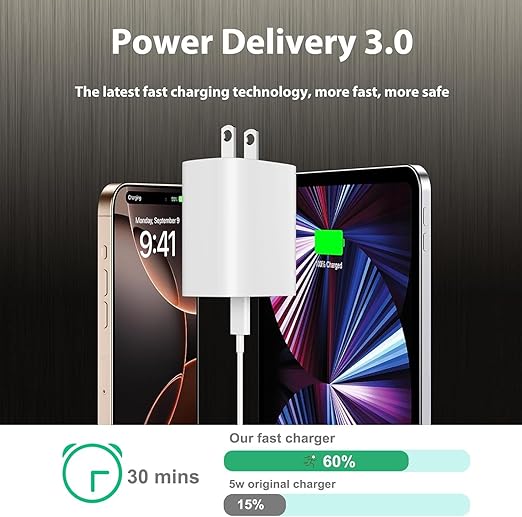 iPhone 14 Charger, 2Pack 10FT USB Wall Charger Fast Charging Lightning Cable Cord,USB Type C Plug Block with 10Foot Long Lightning Cable Compatible with iPhone 14/13/12/12Mini/11ProMax/XS Max/XS/XR/SE