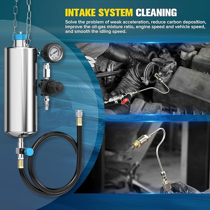 Fuel Injector Cleaner Tool Kit;Non-Dismantling1000ML Fuel Injection System Cleaner with 21PC Adapter; 150PSI Pressure Adjustment for Gasoline Injector/Pressure Regulator/Release Cars/Intake System