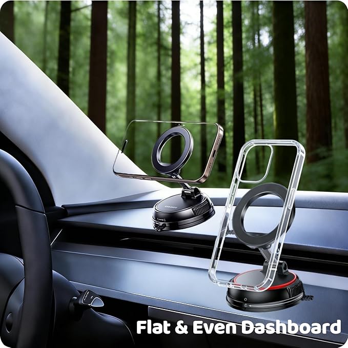 Upewefi 2026 Upgraded Car Phone Holder for Mag Safe, 3500gf Strongest Magnetic, 360° Adjustable Car Phone Holder, Phone Holders for Your Car, Car Mount for iPhone 17 16 15 14 13 12 (1pcs-BlackRed)