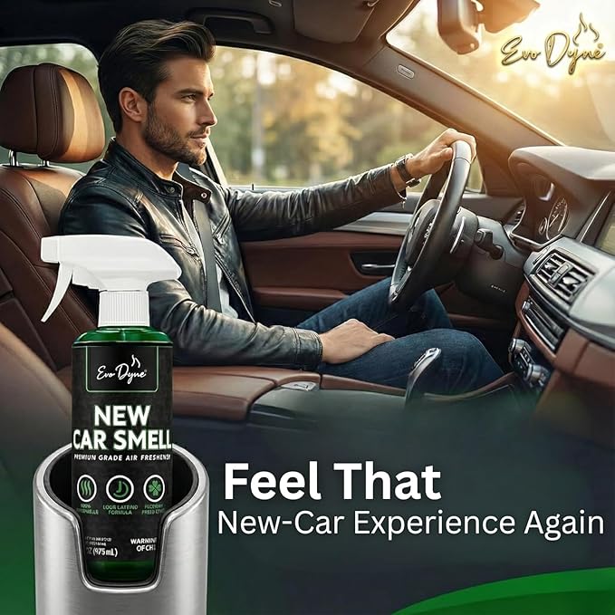 New Car Smell Spray (16oz), Made in USA | Long Lasting Car Air Fresheners Eliminates Odor - Air Fresheners for Cars, Trucks, & Other Vehicles – Fresh Scent Air Freshener Spray by Evo Dyne (3-Pack)