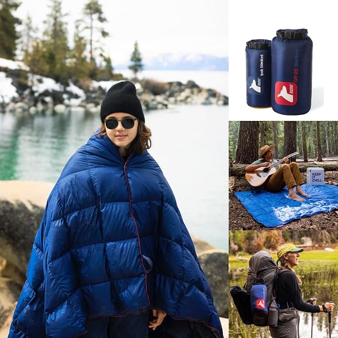 Horizon Hound Puffy Down Camping Blanket - Outdoor Travel Quilt | Sustainable, Insulated, Lightweight & Warm Gear for Sleep, Camping, Stadium, Hiking & Festivals | Water Resistant, Packable & Compact