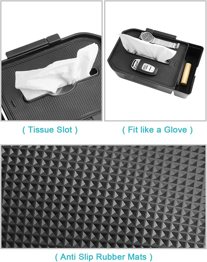 CDEFG 2PCS for 2024 2025 Land Cruiser Center Console Organizer Tray 2024 2025 Land Cruiser Accessories Middle Console Organizer with Tissue Slot Storage Box(for Trims W/O Cool Box Only)