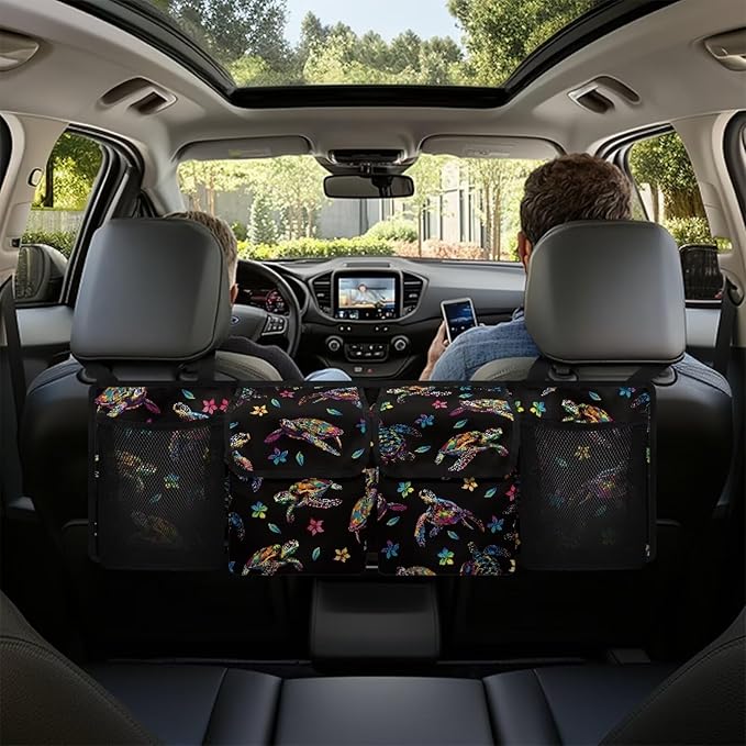 Color Turtles Trunk Organizer Hanging Cargo Storage Bag Large Capacity Cargo Storage Bag Sturdy Car Organization for SUV,Truck,Van